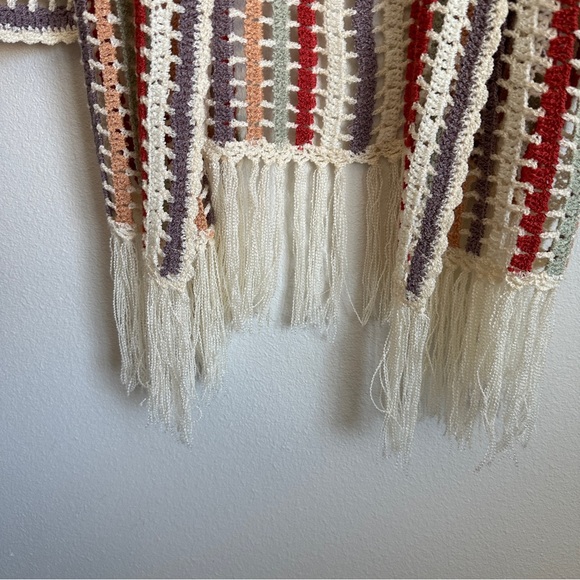 NWOT POL anthropologie crochet knit fringe boho midi cardigan sweater - Picture 5 of 6